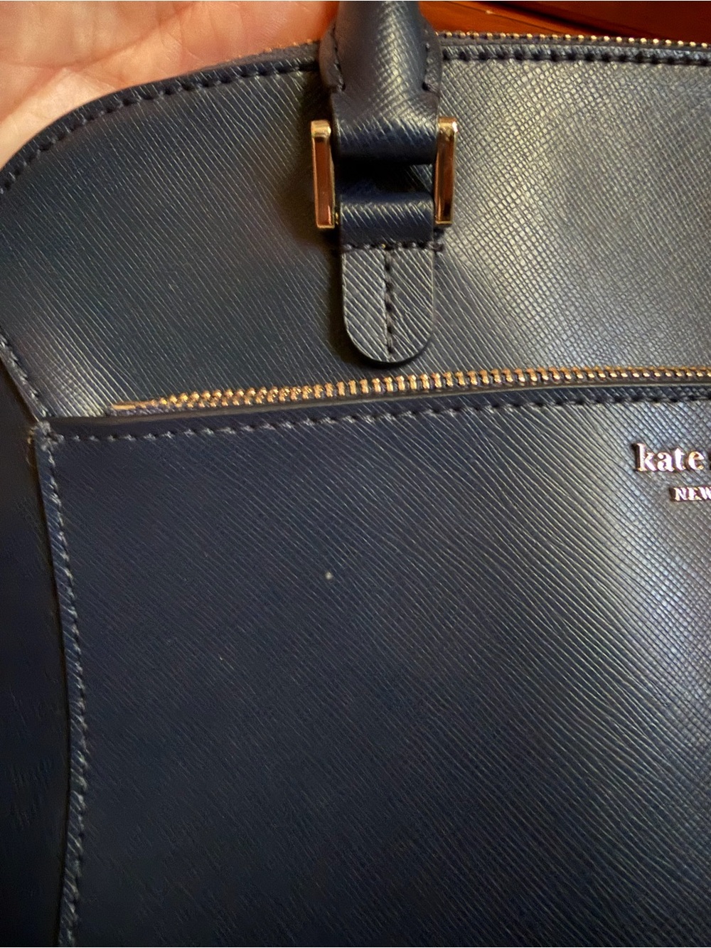 kate spade navy saffiano dome tote with gold hardware - Picture 7 of 12
